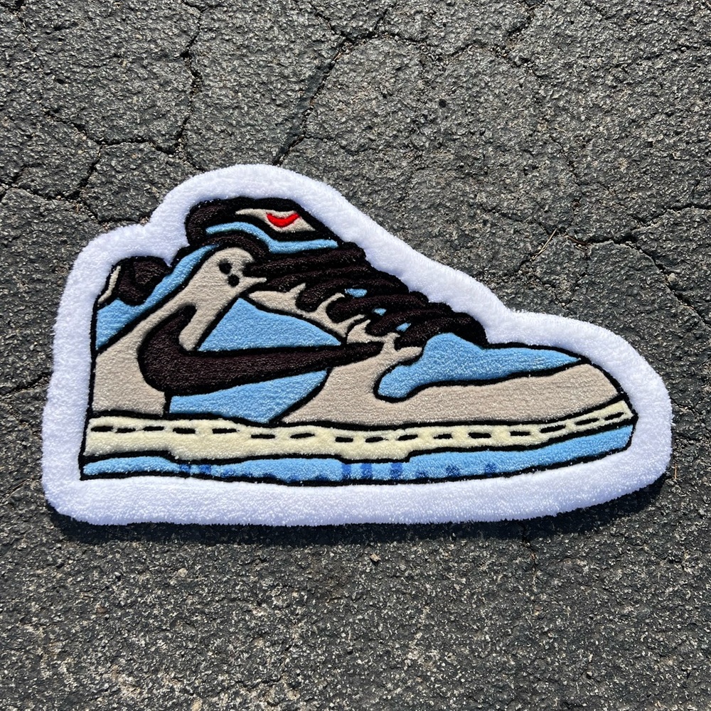 Blue and Black Sneaker Rug